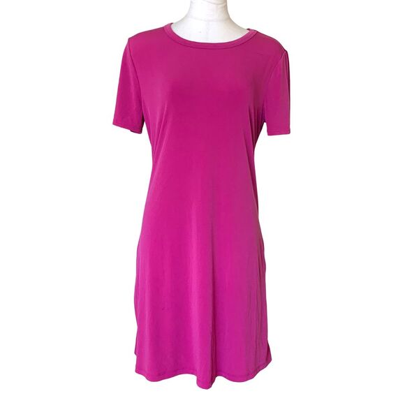 Kenneth Cole Short Sleeve Pink Midi Shift Dress Round Neck size M - Picture 1 of 9